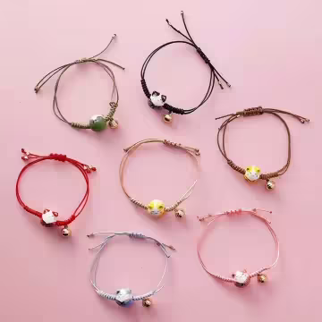 幸福御守貓×拉繩手鍊×紅