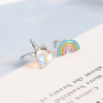 925銀針×彩虹極光獨角獸×耳針