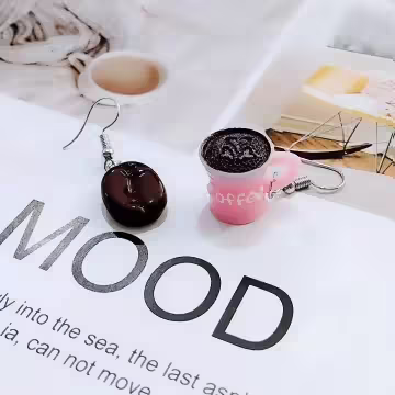 喝一杯咖啡×吊墜耳勾