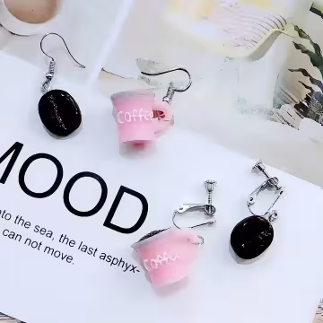 喝一杯咖啡×吊墜耳勾