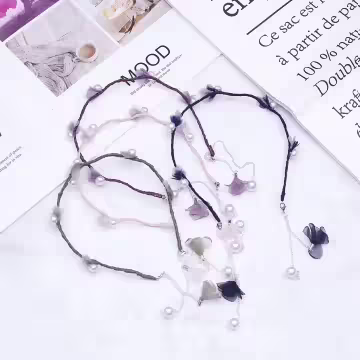 薄紗小花苞珍珠×假耳環髮箍×共四色