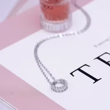 925銀飾×鏤空晶鑽圓環×鎖骨項鍊