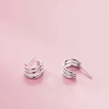 925銀針×彎彎三條線×耳針