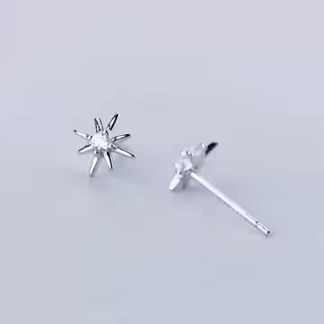 925銀針×八箭光芒閃鑽×耳針