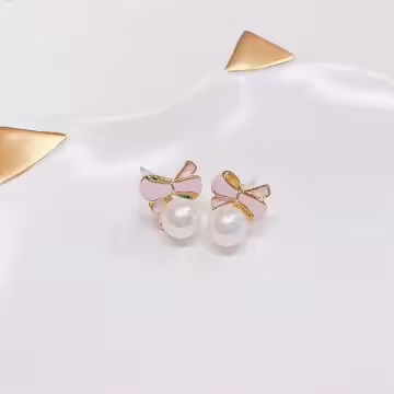 珍珠蝴蝶結×耳環
