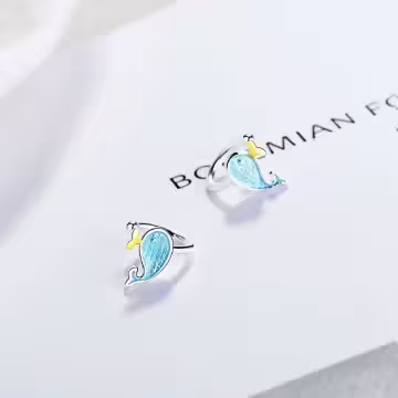 小藍鯨×U型耳骨耳夾