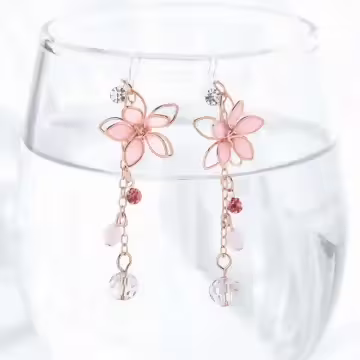 粉櫻綻開×U型耳夾