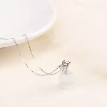 925銀飾×清透蘋果貓眼石×鎖骨項鍊