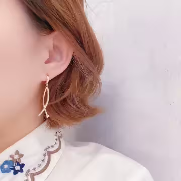 交叉魚型晶鑽×吊墜耳扣