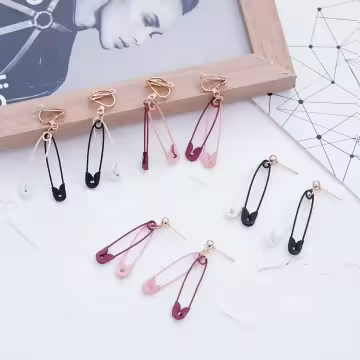 撞色別針×吊墜耳針×共二色