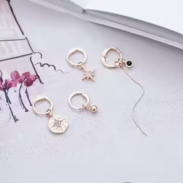 光芒幾何垂直線×單邊四套件耳扣組