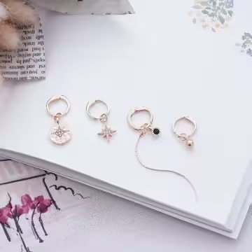 光芒幾何垂直線×單邊四套件耳扣組