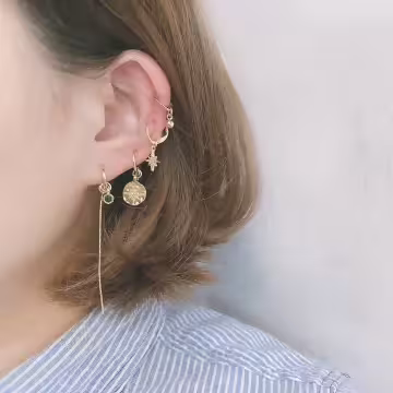 光芒幾何垂直線×單邊四套件耳扣組