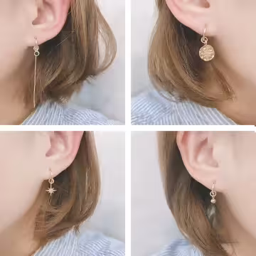 光芒幾何垂直線×單邊四套件耳扣組