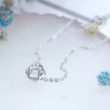 925銀飾×幾何球鏤空晶鑽×鎖骨項鍊