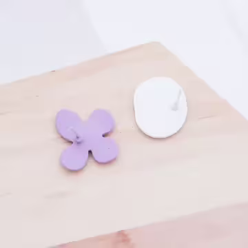 紫花與蓮藕&times;不對稱吊墜耳環