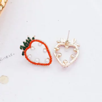 晶鑽草莓紅愛心珍珠×吊墜耳環.avif