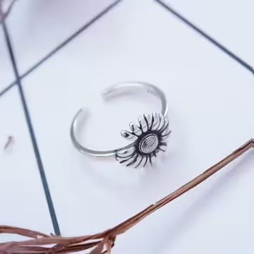 925銀飾×復古雛菊小花×開口戒指