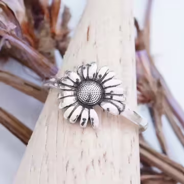 925銀飾×復古雛菊小花×開口戒指