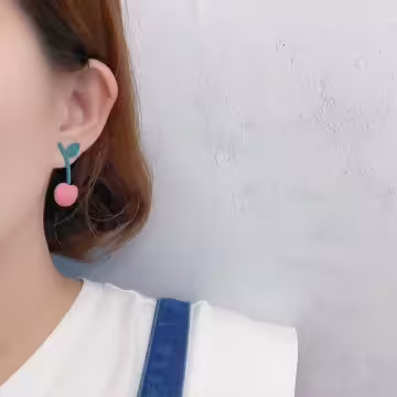 粉紅小櫻桃×吊墜耳環