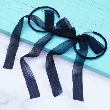 薄紗綁帶蝴蝶結圓環×吊墜耳環×共二色