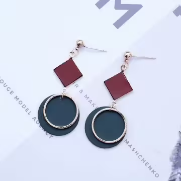 菱型皮革圓環×吊墜耳環×共二色