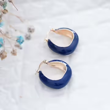 寶藍御姐範×吊墜耳環