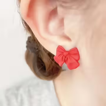 公主紅蝴蝶領結×三角耳夾