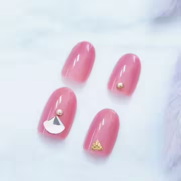 桃粉扇形水鑽亮面×穿戴式手指甲片×二十四入