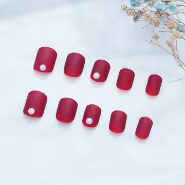 酒紅小珍珠霧面×穿戴式手指甲片×二十四入