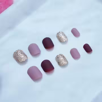 酒紅粉色金蔥霧面×穿戴式手指甲片×二十四入
