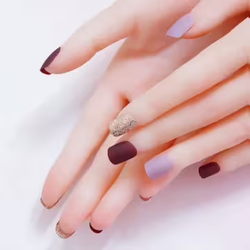 酒紅粉色金蔥霧面×穿戴式手指甲片×二十四入