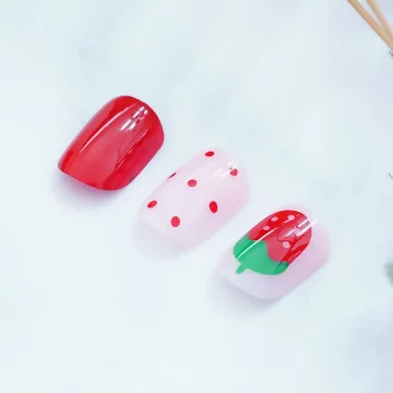 紅草莓甜心亮面×穿戴式手指甲片×二十四入 .avif