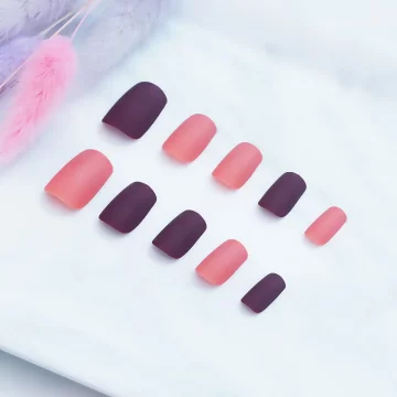 粉磚咖色撞色霧面×穿戴式手指甲片×二十四入 .avif