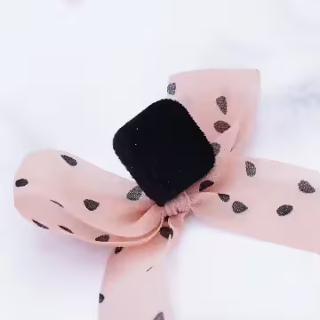 波點薄紗蝴蝶結×後掛式耳環