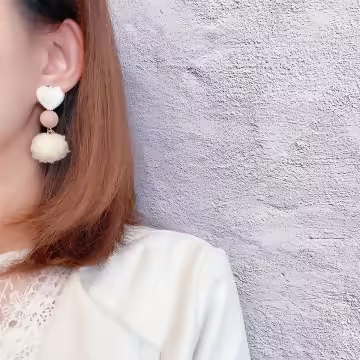 植絨愛心燈籠毛球&times;吊墜耳環