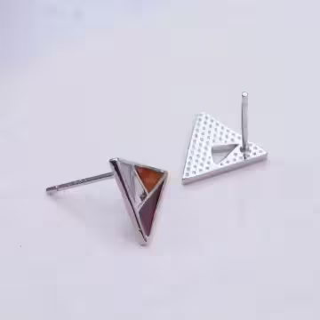 925銀針×三角幾何拼色×耳針