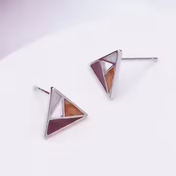 925銀針×三角幾何拼色×耳針