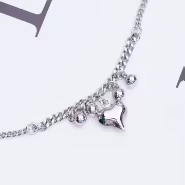 愛心垂墜圓珠&times;手鍊