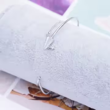 925銀飾×紙飛機雙層珠鍊×開口手環