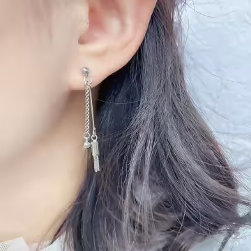 鍊條直桿流蘇×吊墜耳環