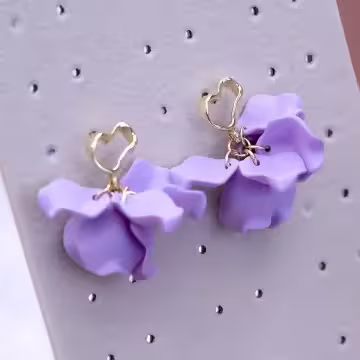 愛心紫花裙擺&times;吊墜耳環
