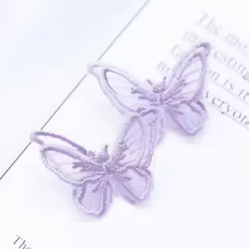 魅紫蕾絲刺繡紫蝴蝶&times;吊墜耳環