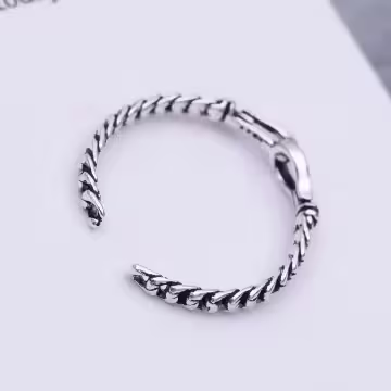 925銀飾×繩索結×開口戒指