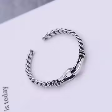 925銀飾×繩索結×開口戒指