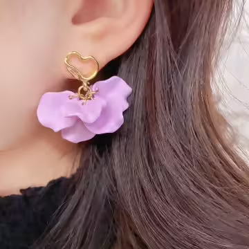 愛心紫花裙擺&times;吊墜耳環
