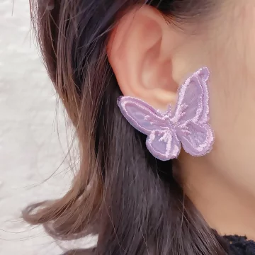 魅紫蕾絲刺繡紫蝴蝶×吊墜耳環.avif