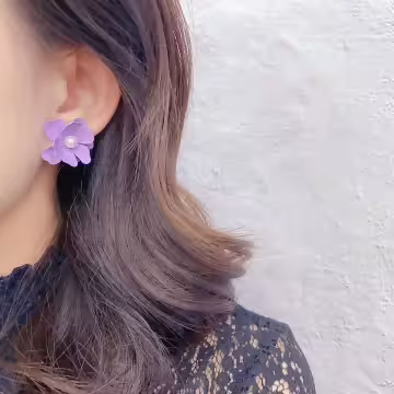 珍珠蕊紫花×吊墜耳環