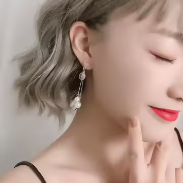 粉紅愛心希臘古幣×不對稱吊墜耳環