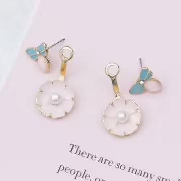 蜜蜂採花小雛菊×後掛式吊墜耳環